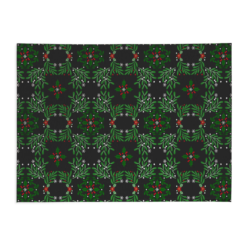Tapis de cuisine Winter Mistletoe, Gris anthracite, Rectangulaire 2 pi x 3 pi