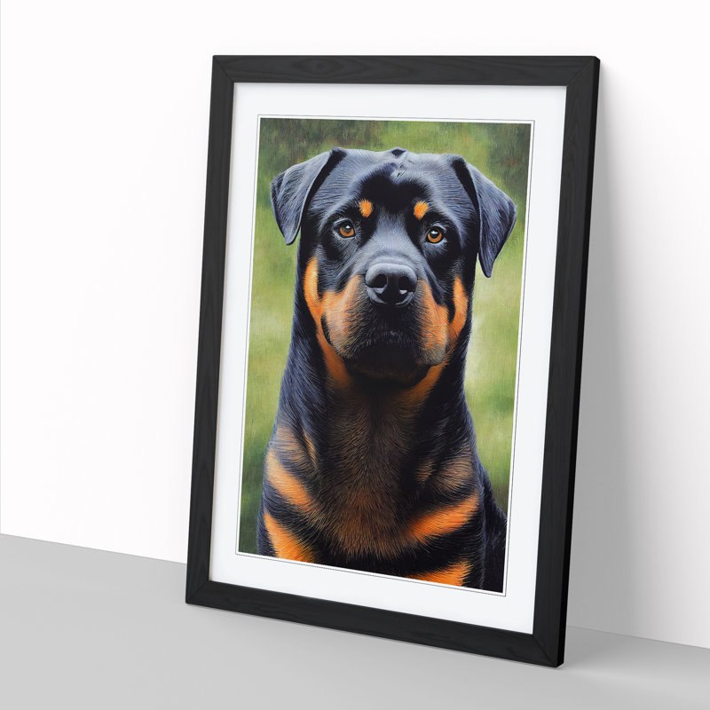 Rottweiler Painting Vol.1 - Single Picture Frame Print, Black, 46cm H x 34cm W x 2cm D