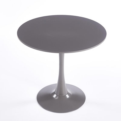 Table de salle à manger 31,5 "de couleur grise à plateau tulipe de style Mid-Century pour 2 à 4 personnes avec plateau en MDF rond, table de salle à manger à piédestal, table basse de loisirs