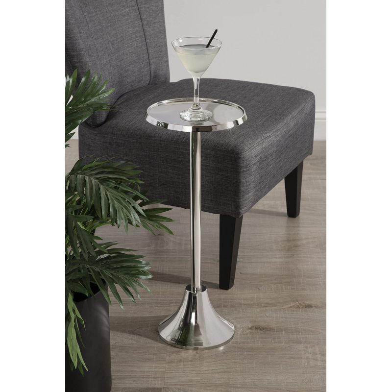 Table de bout Deanna, H 23 po x l 9 po x P 9 po, Base argentée / plateau argenté