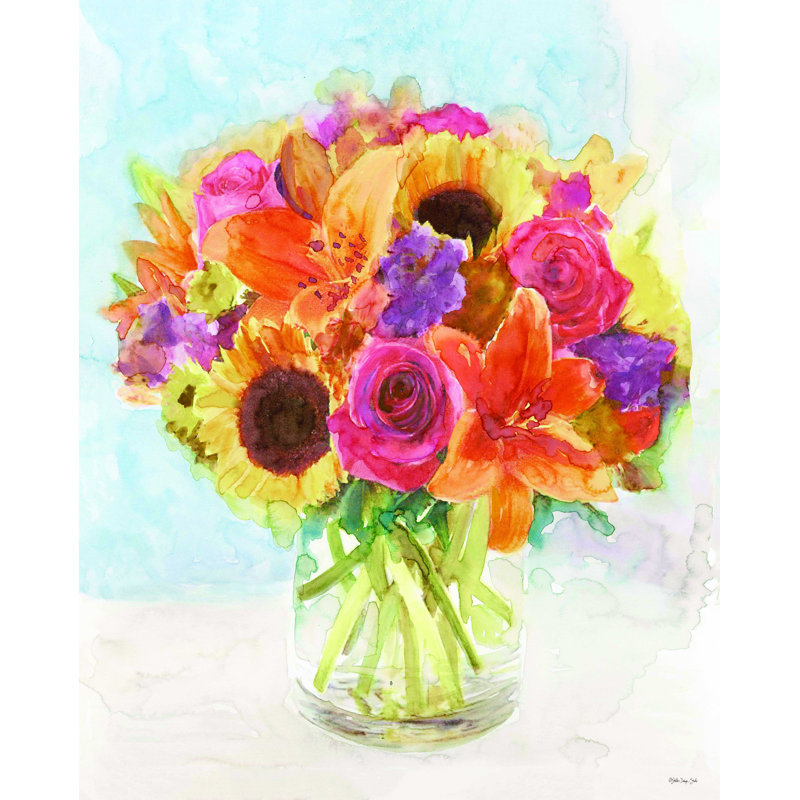 Vase avec fleurs I - reproduction sur toile tendue, H 16 po x l 12 po
