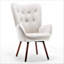 Fauteuil à oreilles de style Mid-Century moderne, fauteuil capitonné en tissu de polyester avec pieds évasés en bois massif pour le bureau de la chambre à coucher et du salon-2063822583