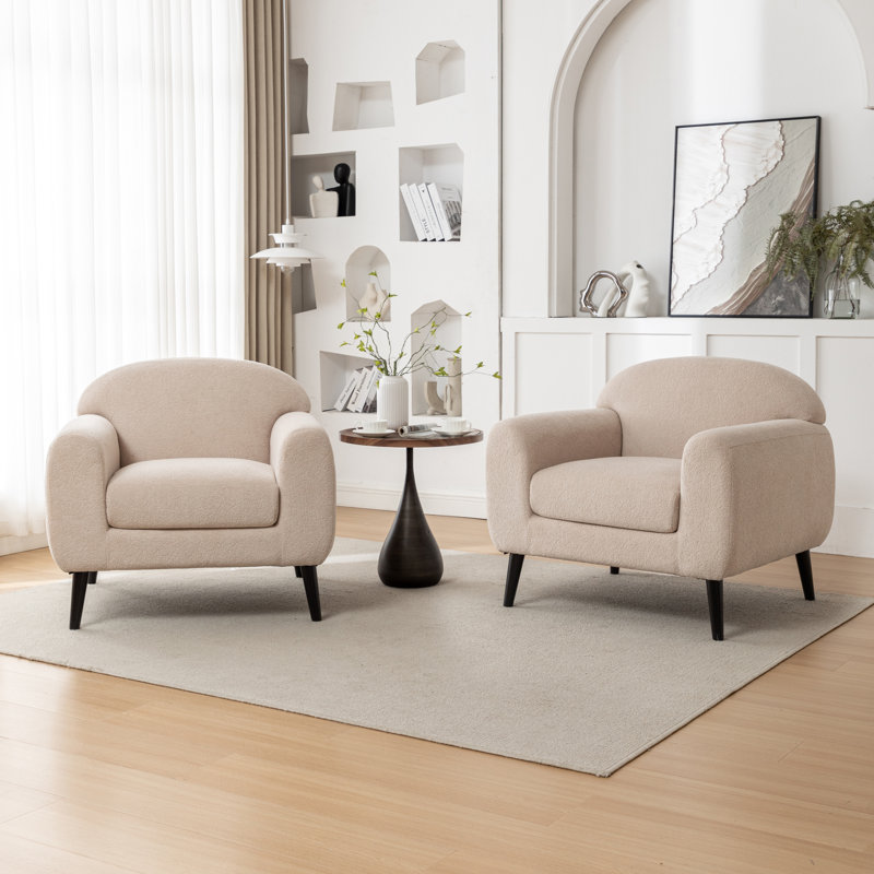 Chaise d'appoint rembourrée avec accoudoirs ronds Deivi, Polyester taupe