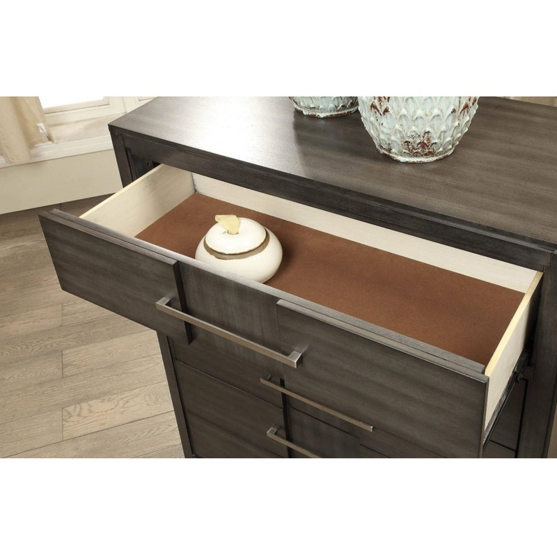 Cayer 34'' W 5 - Drawer Dresser, Gray