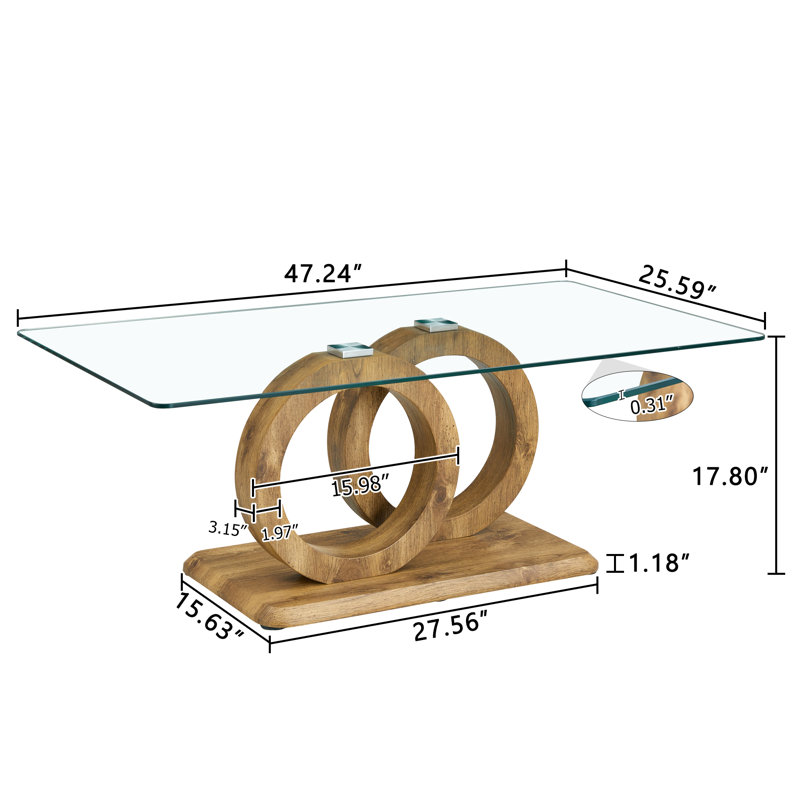 Modern Style Coffee Table, Natural Wood