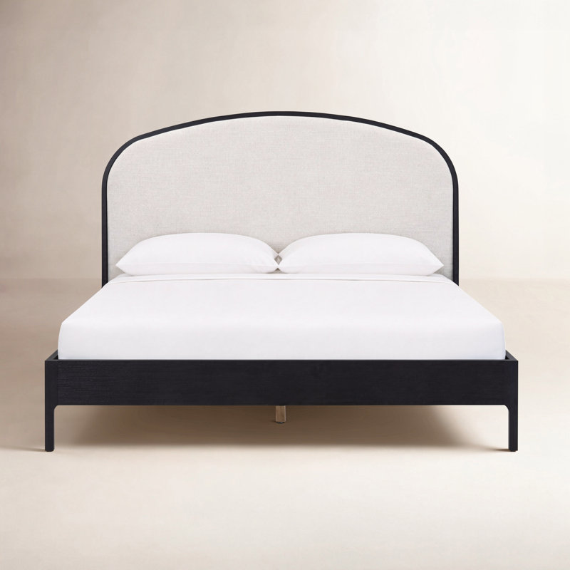 Seabrook Wood Bed with Upholstered Headboard, Black, King