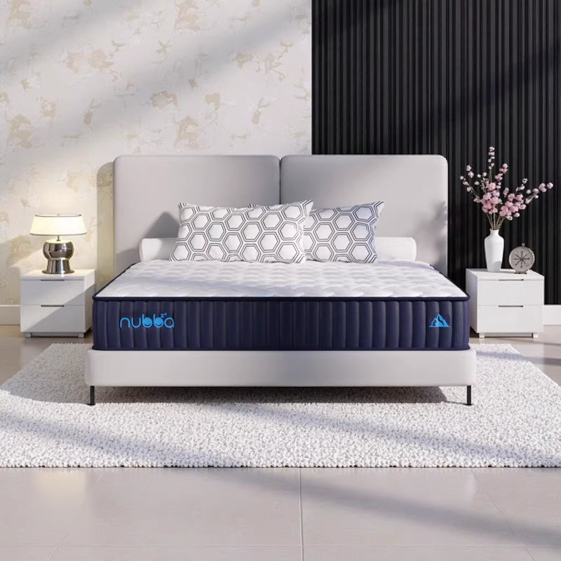 Matelas hybride luxueux de très grande taille 12 po NUBBA - Confort ferme et moelleux avec soutien précis, mousse à mémoire de forme de qualité supérieure et ressorts ensachés, mousses rafraîchissantes et housse hypoallergénique (76 po x 80 po)