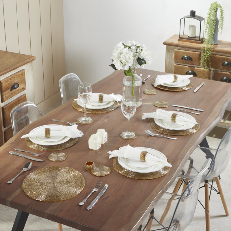 18 Piece Placemat Set, Gold