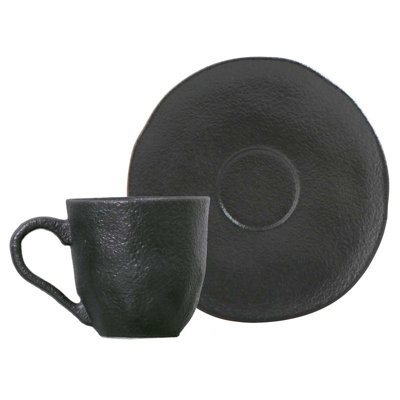 Matte Black Stoneware Coffee Cup
