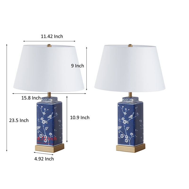 Amata 23.5" Ceramic Dimmable Table Lamp Set With USB Ports & type C