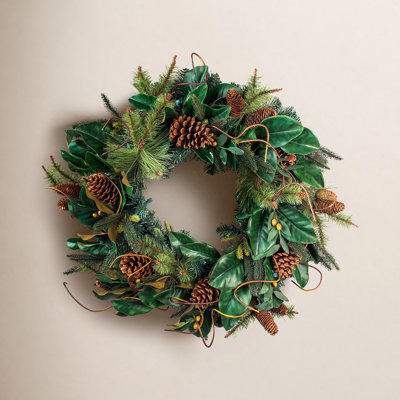 Adylee 30" Pre-Lit Magnolia Christmas Wreath