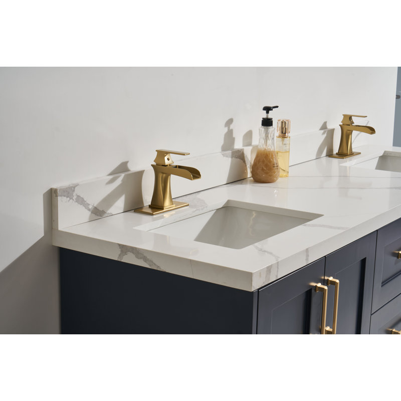 Davlos 73-inch Solid Wood Vanity in Graphite with Quartz Countertop