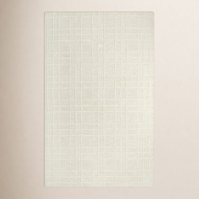 Alec White Hand-Tufted Plaid Wool Rug