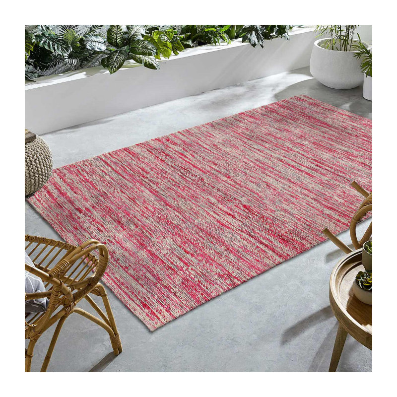 Chandris Hand Tufted Silk Area Rug in Red