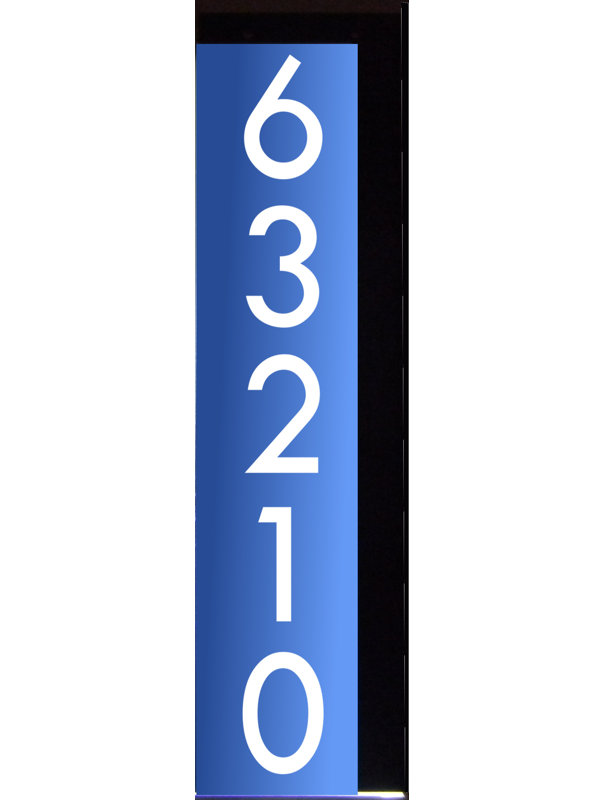 Enseigne d’adresse verticale à del avec un transformateur enfichable, Oui, Bleu