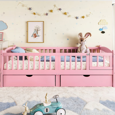 Lit plateforme simple rose TG