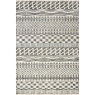 Lavender Geometric Fringe Area Rug