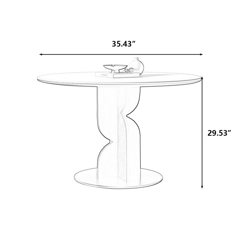 Table de salle à manger en acier inoxydable brossé mat, H 29,53 po x L 35,43 po x l 35,43 po, Blanc / Brun