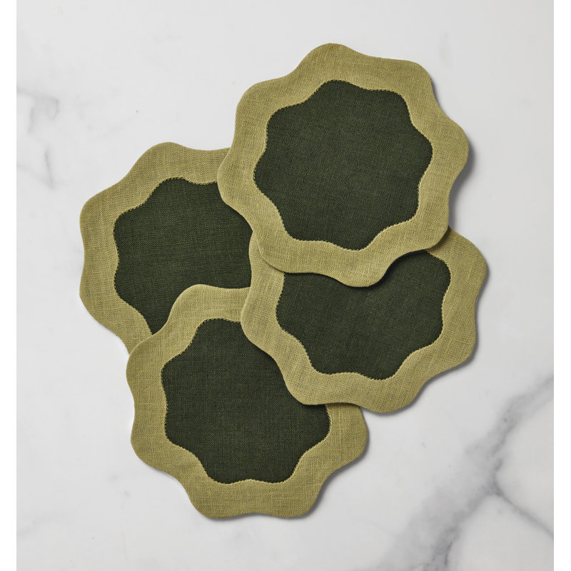 Ondulato Linen Novelty Napkins, Forest/Celadon