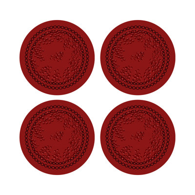Christmas Berries Vegan Leather Round Pebble Placemat