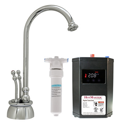 Robinet distributeur d'eau chaude et froide à 2 poignées 10 po avec réservoir numérique et filtre Docalorah