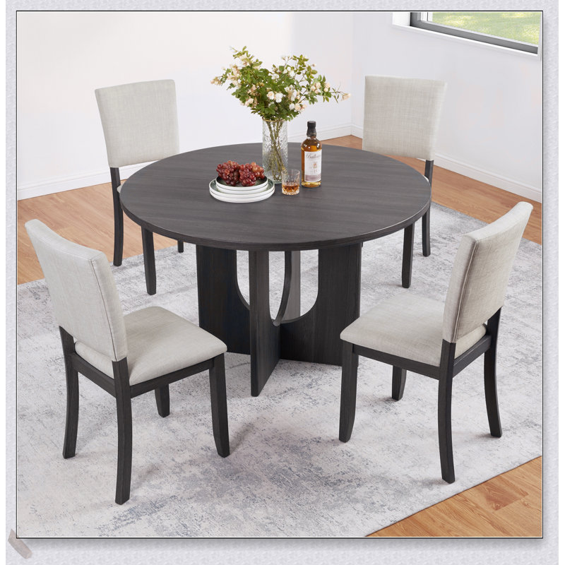 Ensemble de salle à manger moderne 5 pièces avec 4 chaises rembourrées, spacieux et élégant pour les réunions de famille et les repas de tous les jours