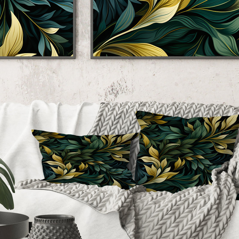 Leaf Green And Yellow Harmony III - Paisley Printed Throw Pillow
