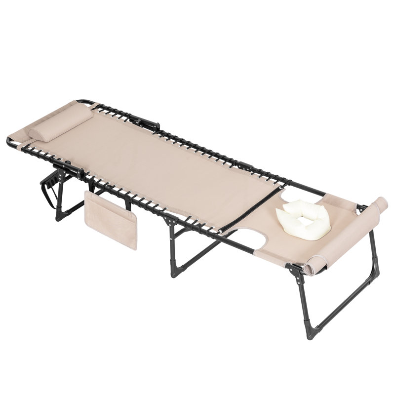 Outdoor Adjustable Textilene Lounge Chair Folding Tanning Chair With Pillow