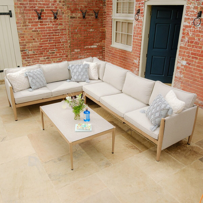 Burford Large Corner Sofa Set -with Seasonsure Cushions - Almond