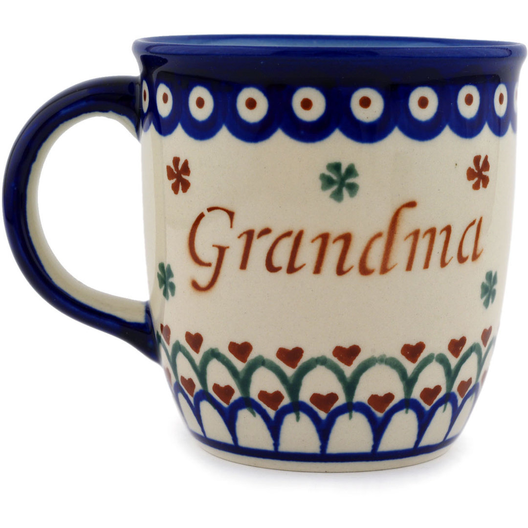 Polish Pottery 12 Oz. Stoneware Mug - Babcia-Grandma Polmedia