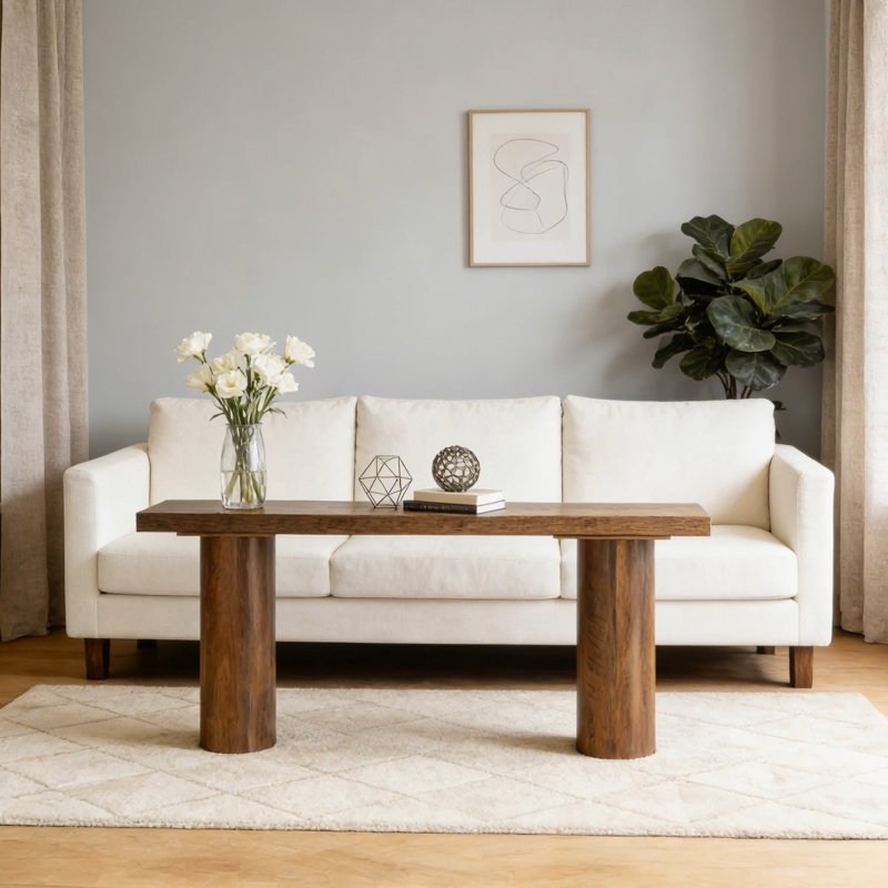 63" Console Table, Long Rustic Sofa Table Bar Table