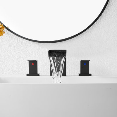 Modern Widespread Bathroom Faucet Matte Black With 2 Handles