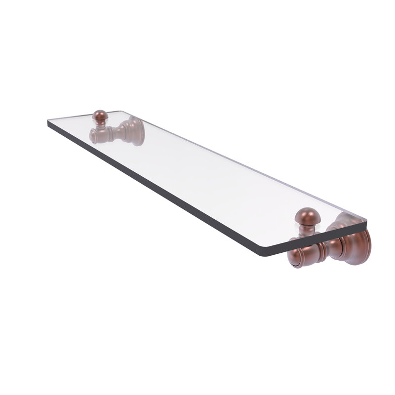 Freyja Glass Accent Shelf with Towel Bar, 2.4" H x 22" W x 5.54" D, Antique Copper