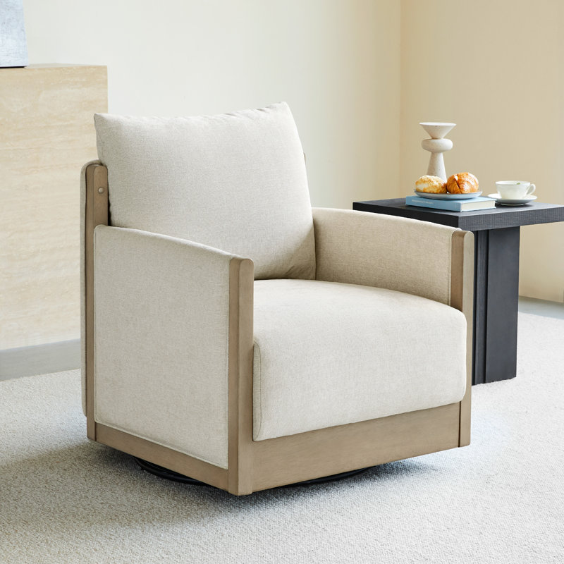 Zenda Upholstered Swivel Accent Chair, Linen, Gray