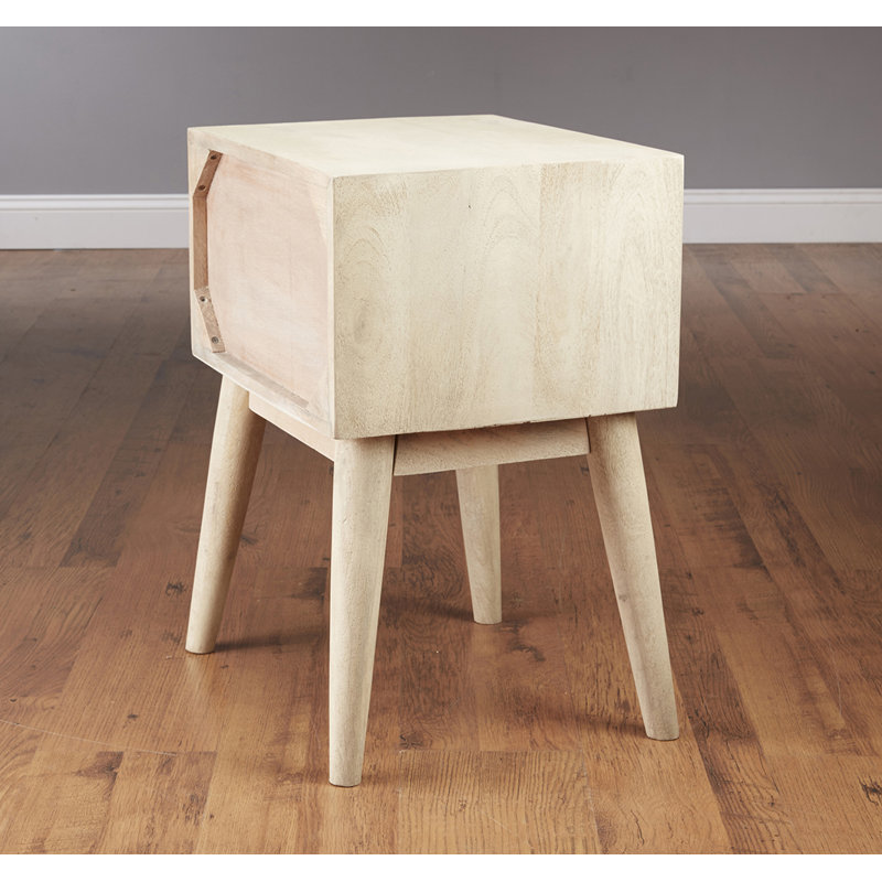 Mid Century Style End Table, White Wash