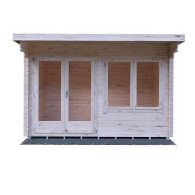 Belgravia 12 ft x 8 ft 28 mm Log Cabin Installed Including Base