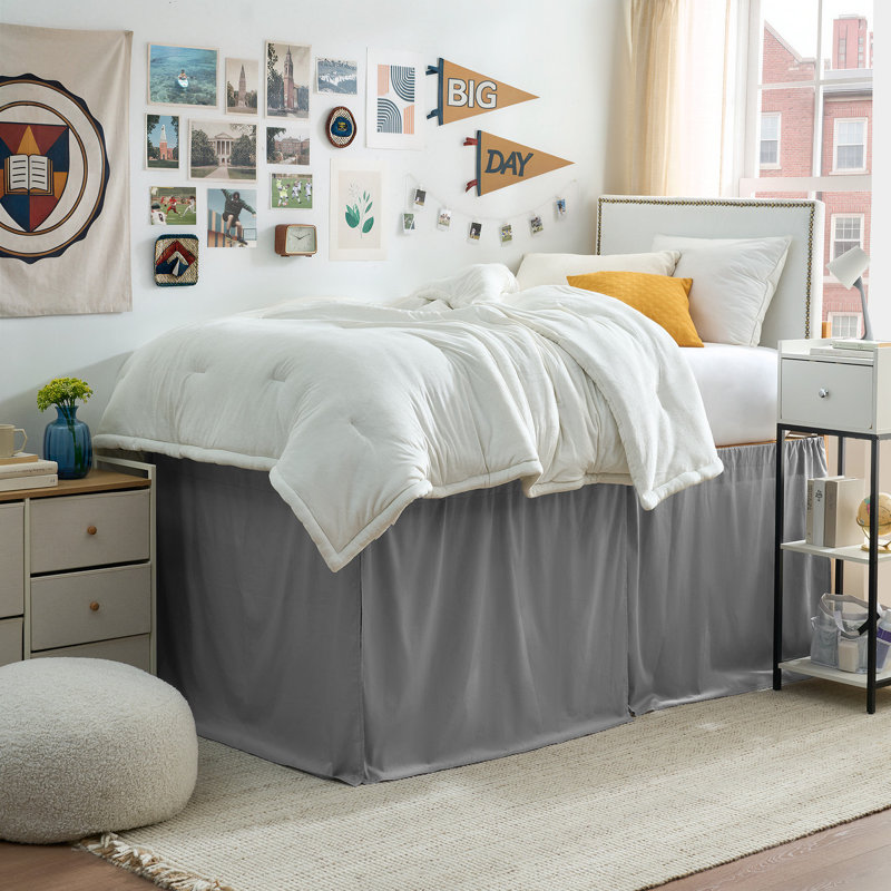 Ensemble de jupe de lit en coton 3 panneaux - gris ardoise, Slate Gray