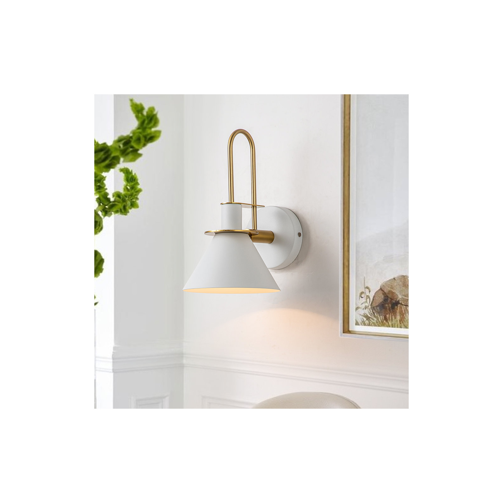 Jacoline 1-Light Dimmable Iron Armed Sconce , White