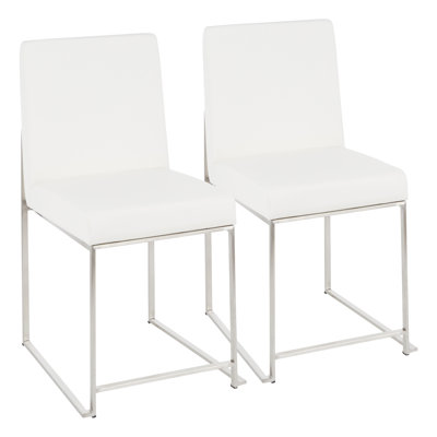 Contemporary High Back Stainless Steel And Faux Leather Dining Chairs - Set Of 2 | Gift Idea