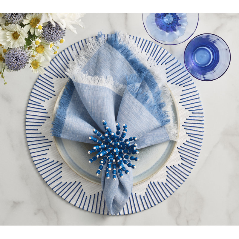Chambray Fringe Napkin, Blue