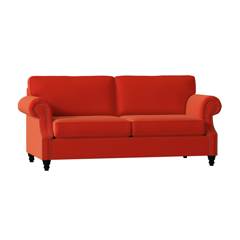 Canapé standard à accoudoirs roulés 84 po Fontana, Standard, Noyer, Orange Pénélope