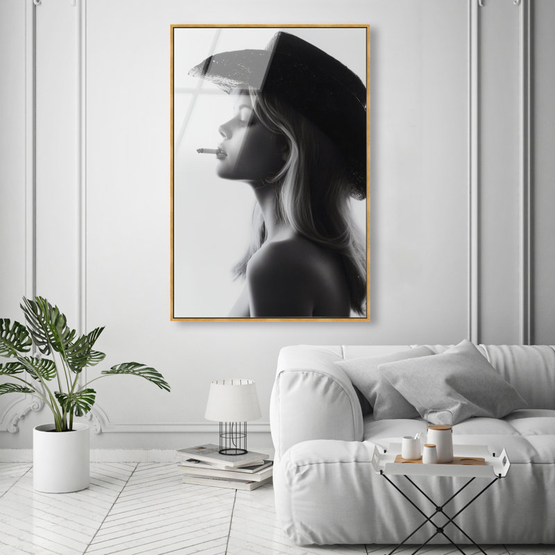 Desert Cowgirl Print, 37"H x 25"W, Gold Floater Frame