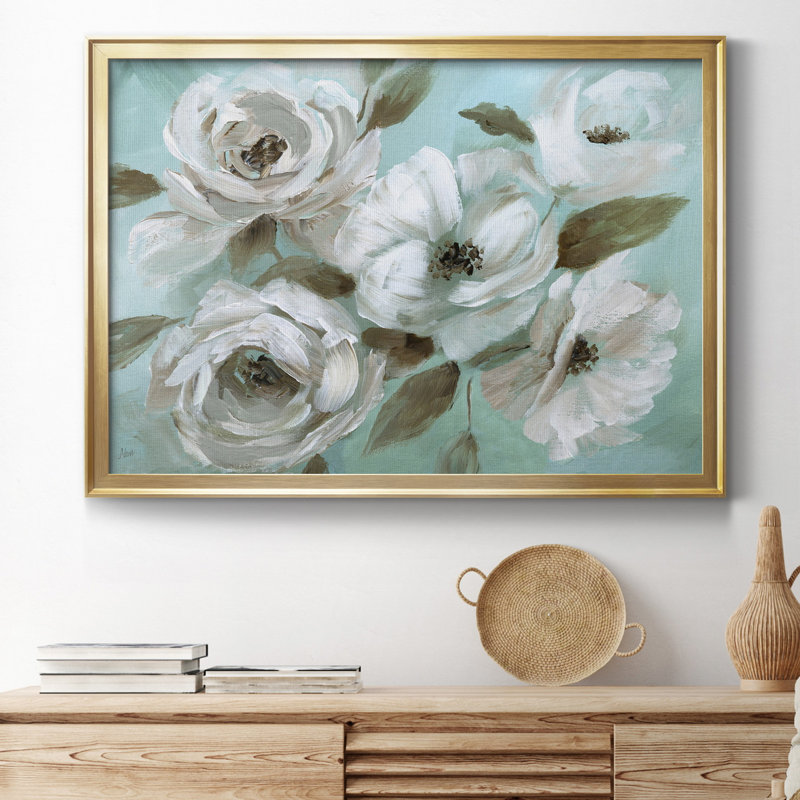 Jade Garden - peinture encadrée, H 22,5 po x l 30,5 po x P 1,5 po, Toile avec cadre doré