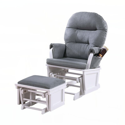 Fauteuil oscillant avec repose-pieds en microfibre gris