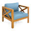 De 2 fauteuils club d'extérieur en bois avec coussins bleus, finition, confortable dans les patios de jardin - Fauteuil idéal pour-2007777694