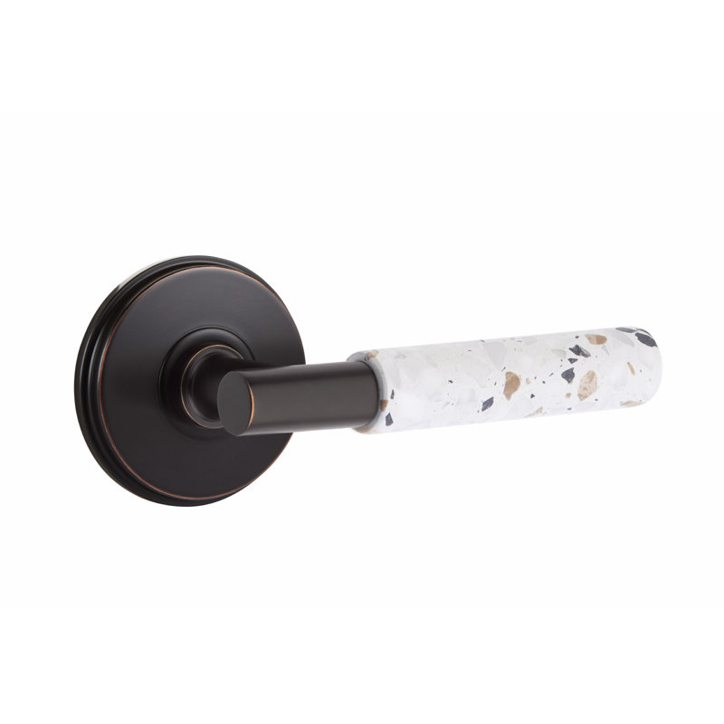 Select Round Single Dummy Door Lever, Oil Rubbed Bronze/Light Terrazzo