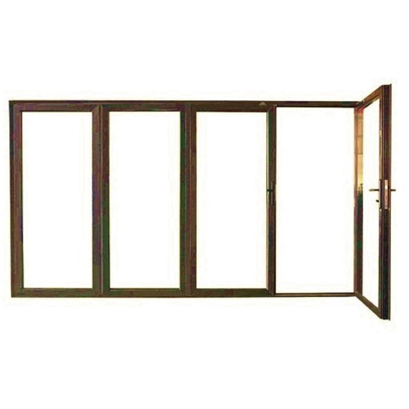 Portes de patio pliantes en aluminium, S'ouvre à gauche vers l'extérieur, Bronze, H 84 po x l 120 po