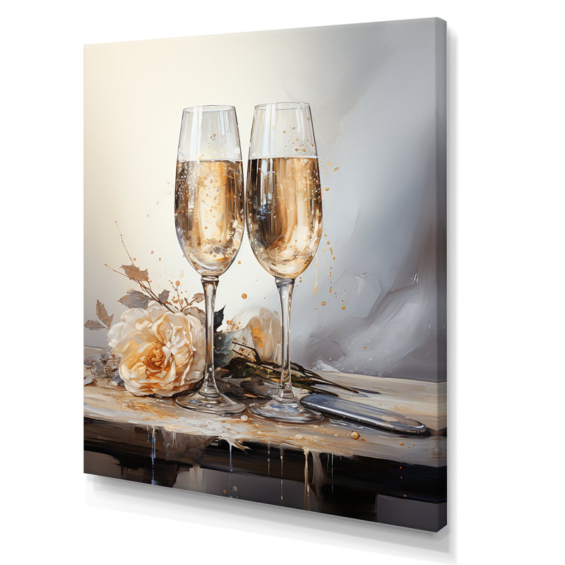 Champagne Flute Fantasies IV sur toile, Toile tendue, H 32 po x l 16 po x P 1 po