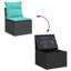  Ensemble de canapé de patio 7 pièces avec coussins en rotin de polyester noir