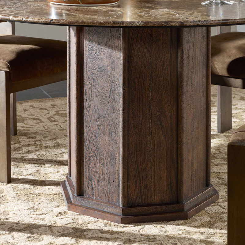Pavlo Dining Table-Brown Marble, 30”H x 55”L x 55”W